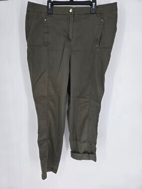 Chico's Olive Green Ankle Pants Size 2 US (L) Cotton Blend Stretch Utility Crop